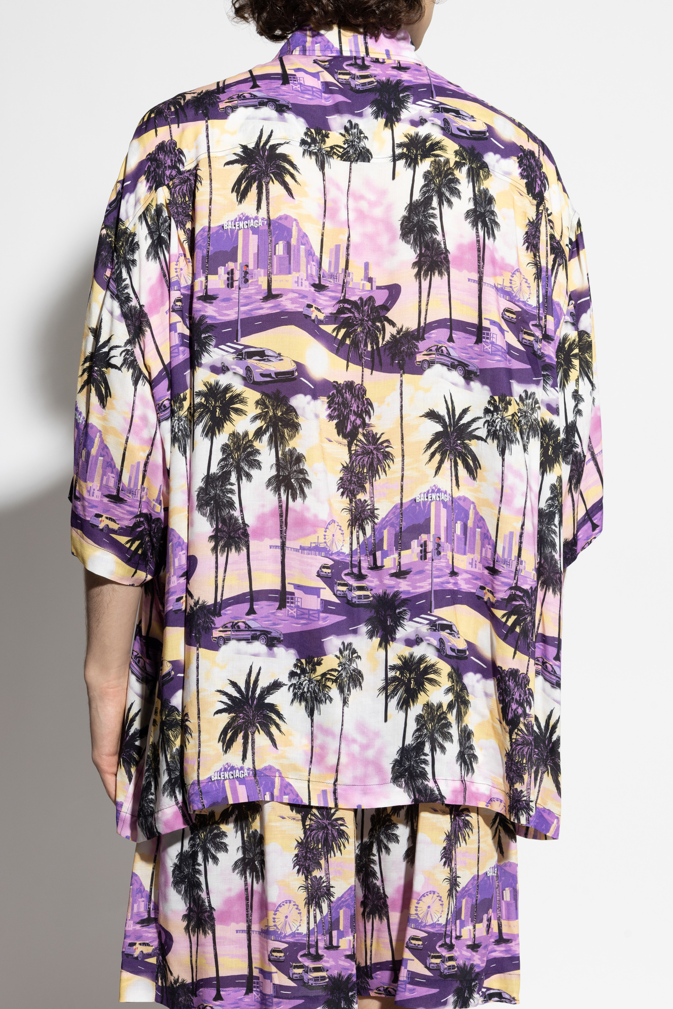 Balenciaga Ladies Black / Yellow Floral-Print Shirt, Brand
